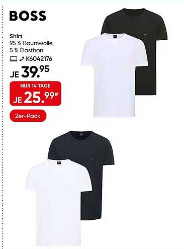BOSS Shirt 95 % Baumwolle, 5 % Elasthan. 2er-Pack