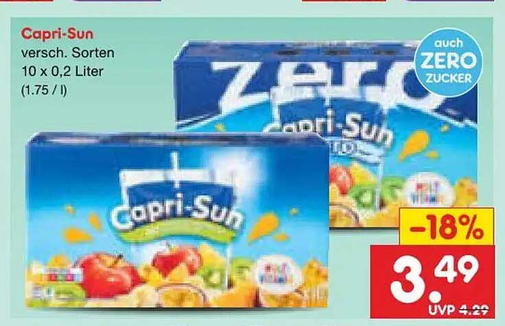 Capri-Sun versch. Sorten 10 x 0,2 Liter (1.75 / l) auch ZERO ZUCKER