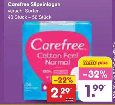 Carefree Slipeinlagen versch. Sorten 40 Stück – 56 Stück
