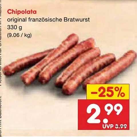 Chipolata original französische Bratwurst 330 g (9.06 / kg)