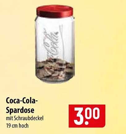 Coca-Cola-Spardose mit Schraubdeckel 19 cm hoch