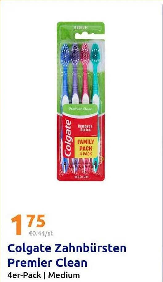 Colgate Zahnbürsten Premier Clean 4er-Pack | Medium