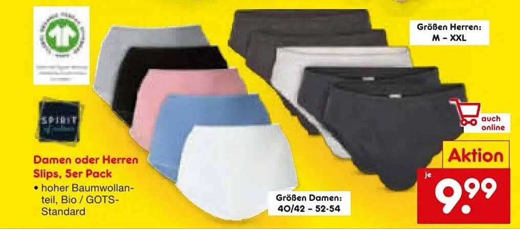 Damen oder Herren Slips, 5er Pack