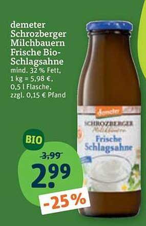 demeter Schrozberger Milchbauern Frische Bio-Schlagsahne