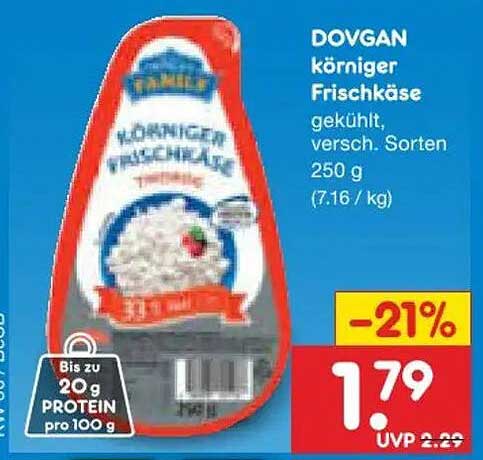 DOVGAN körniger Frischkäse gekühlt, versch. Sorten 250 g