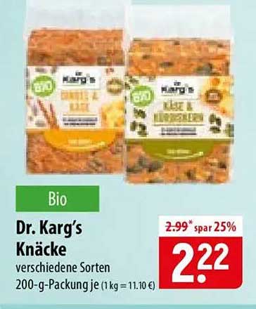 Dr. Karg's Knäcke verschiedene Sorten 200-g-Packung je
