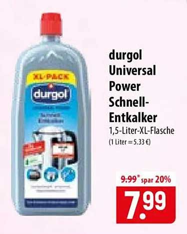 durgol Universal Power Schnell-Entkalker 1,5-Liter-XL-Flasche (1 Liter = 5,33 €)