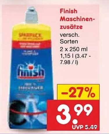 Finish Maschinen-zusätze versch. Sorten 2 x 250 ml 1,15 l (3,47 - 7,98 / l)
