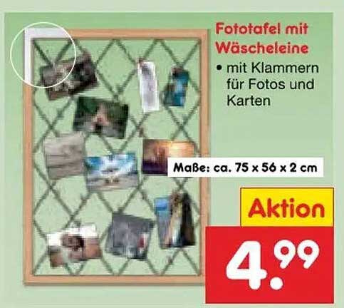 Fototafel mit Wäscheleine