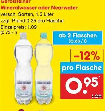 Gerolsteiner Mineralwasser oder Nearwater versch. Sorten, 1,5 Liter zzgl. Pfand 0.25 pro Flasche