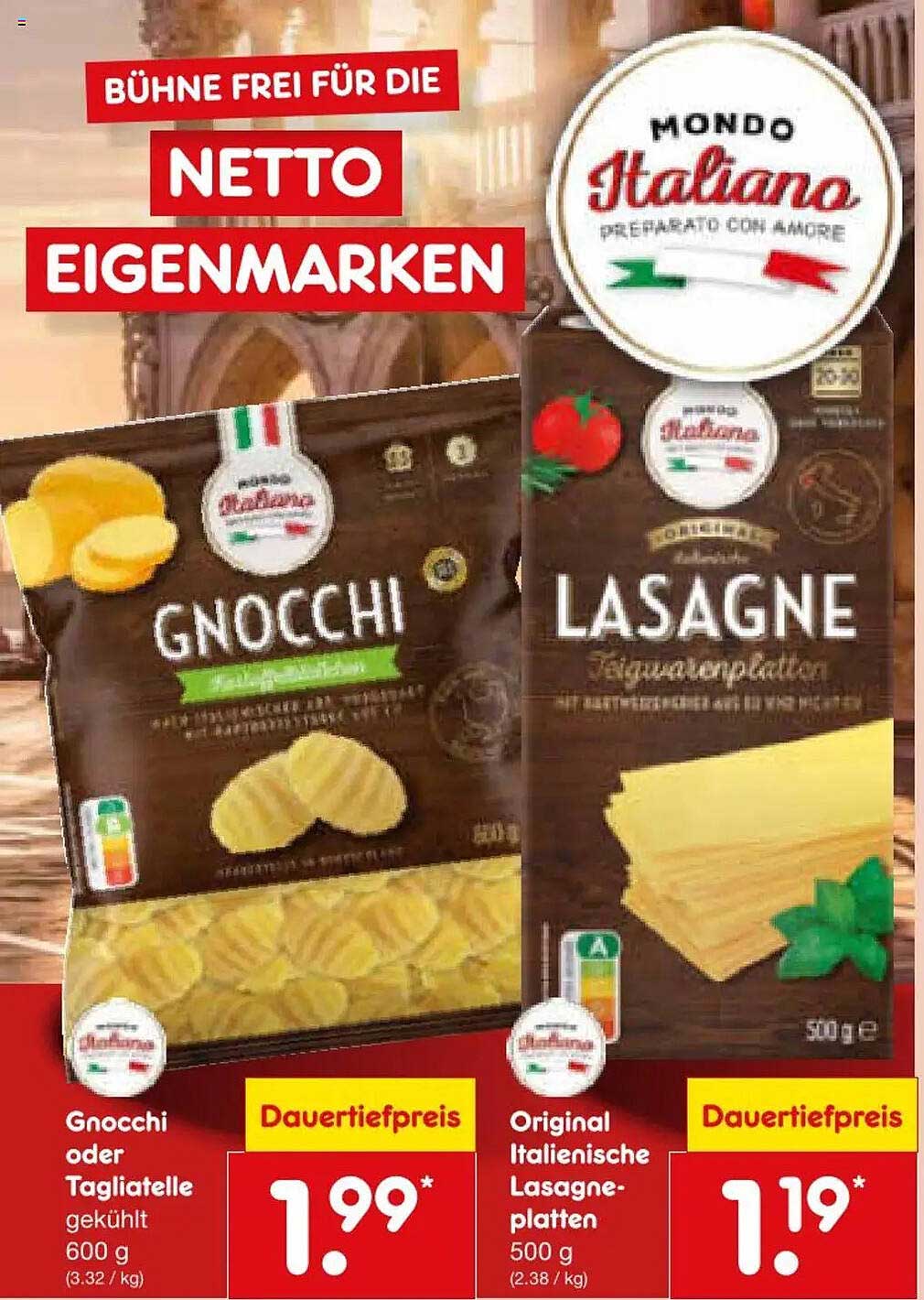 Gnocchi oder Tagliatelle gekühlt 600 g