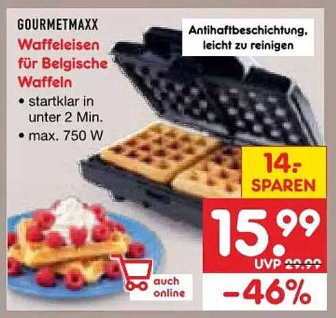 GOURMETMAXX Waffeleisen für Belgische Waffeln