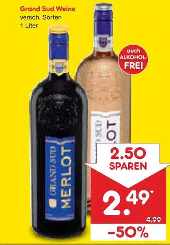 Grand Sud Weine verschieden. Sorten 1 Liter