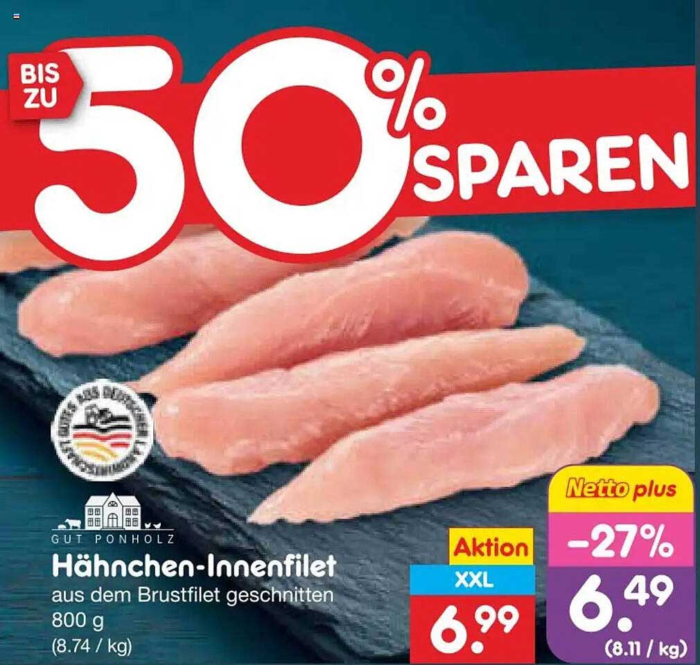 Hähnchen-Innenfilet aus dem Brustfilet geschnitten 800 g