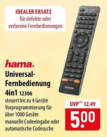 hama Universal-Fernbedienung 4in1 12306