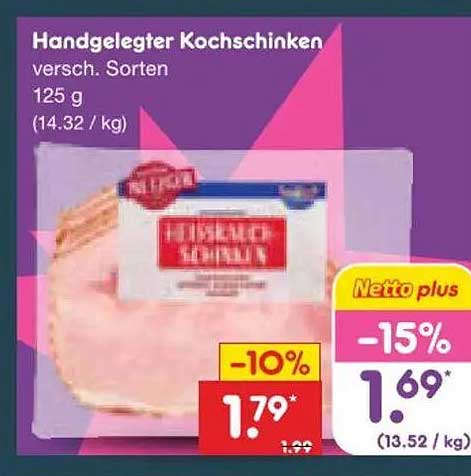 Handgelegter Kochschinken versch. Sorten 125 g (14.32 / kg)
