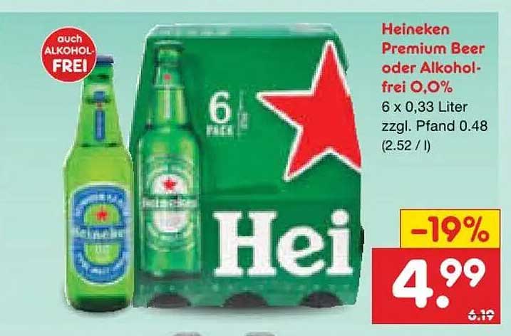 Heineken Premium Beer oder Alkoholfrei 0,0%