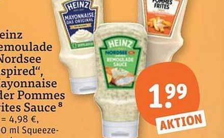 Heinz Remoulade Nordsee inspiriert, Mayonnaise der Pommes Frites, breites Sauce