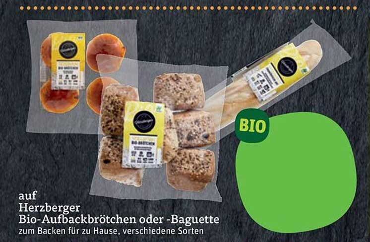 Herzberger Bio-Aufbackbrötchen oder -Baguette zum Backen für zu Hause, verschiedene Sorten