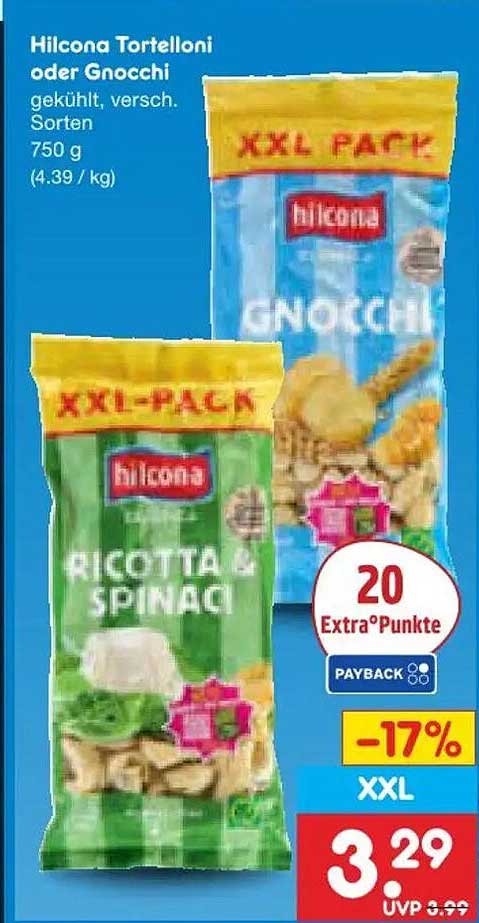 Hilcona Tortelloni oder Gnocchi gekühlt, versch. Sorten 750 g (4.39 / kg)