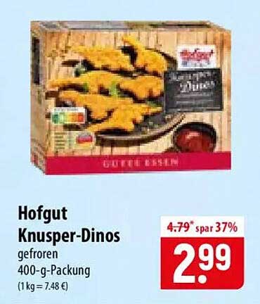 Hofgut Knusper-Dinos gefroren 400-g-Packung
