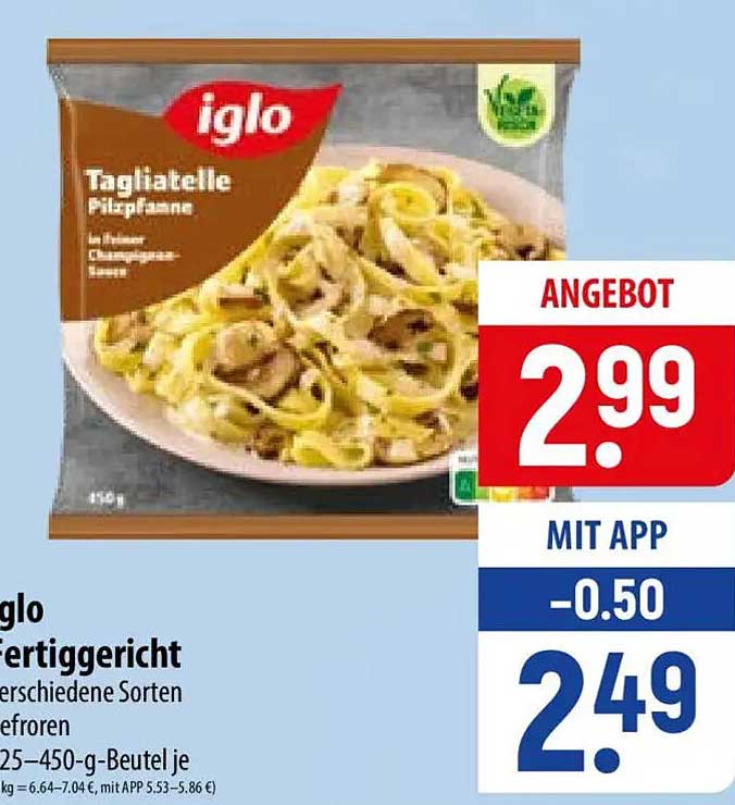 iglo Fertiggericht verschiedene Sorten tiefgefroren 415-450-g-Beutel je