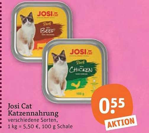 Josi Cat Katzennahrung verschiedene Sorten, 1 kg = 5,50 €, 100 g Schale