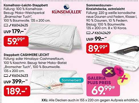 Kamelhaar-Leicht-Steppbett