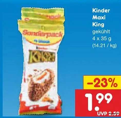 Kinder Maxi King gekühlt 4 x 35 g