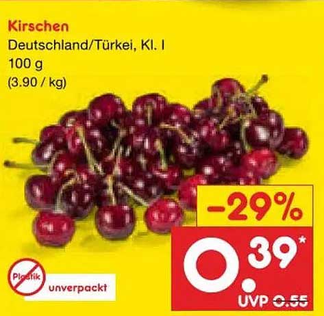 Kirschen Deutschland/Türkei, Kl. I 100 g (3.90 / kg) unverpackt