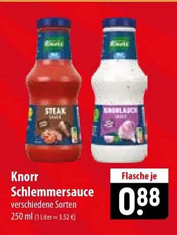 Knorr Schlemmersauce verschiedene Sorten 250 ml (1 Liter = 3,52 €)