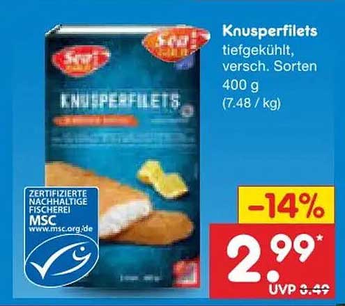 Knusperfilets tiefgekühlt, versch. Sorten 400 g (7.48 / kg)