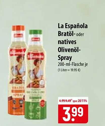 La Española Bratöl- oder natives Olivenöl-Spray