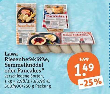 Lawa Riesenhefeklöße, Semmelknödel oder Pancakes