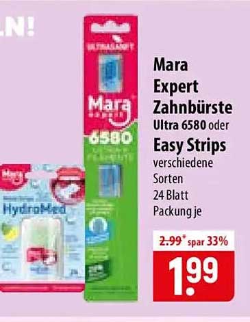 Mara Expert Zahnbürste Ultra 6580 oder Easy Strips verschiedene Sorten 24 Blatt Packung je