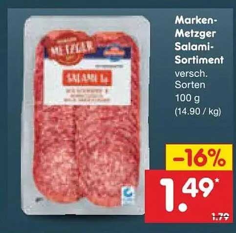 Marken-Metzger Salami-Sortiment versch. Sorten 100 g (14.90 / kg)