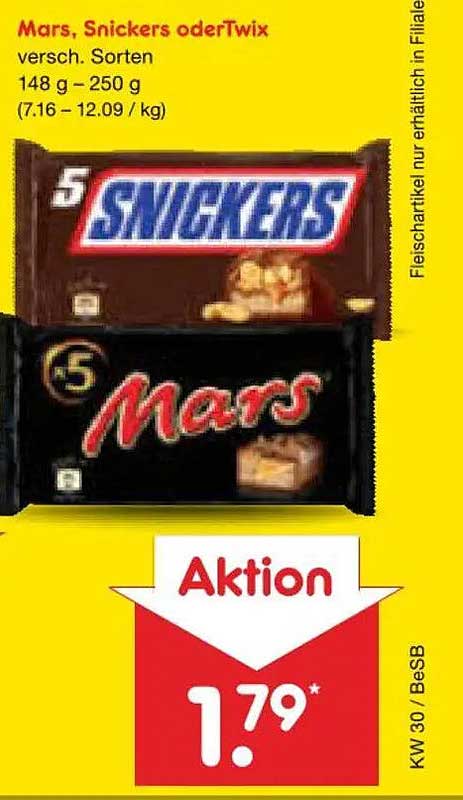 Mars, Snickers oder Twix versch. Sorten 148 g – 250 g
