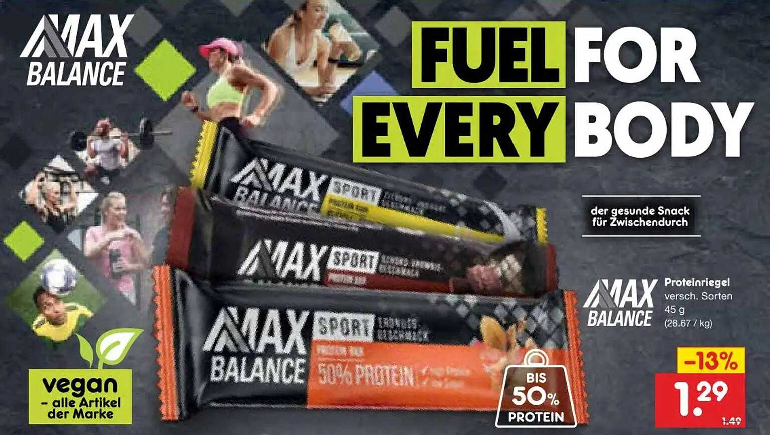 MAX BALANCE Proteinriegel versch. Sorten 45 g
