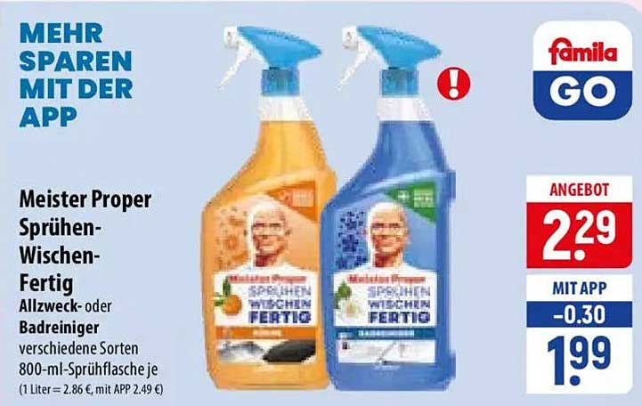 Meister Proper Sprühen-Wischen-Fertig Allzweck- oder Badreiniger verschiedene Sorten 800-ml-Sprühflasche je