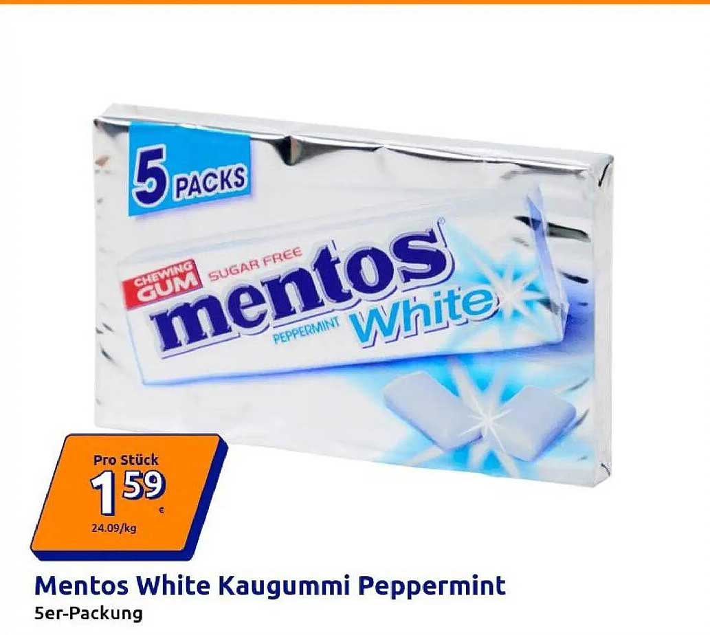 Mentos White Kaugummi Peppermint 5er-Packung