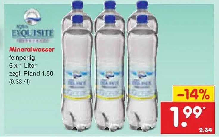 Mineralwasser feinperlig 6 x 1 Liter zzgl. Pfand 1.50 (0.33 / l)