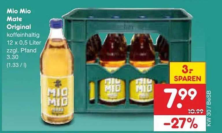 Mio Mio Mate Original koffeinhaltig 12 x 0,5 Liter zzgl. Pfand