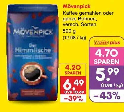 Mövenpick Kaffee gemahlen oder ganze Bohnen, versch. Sorten 500 g