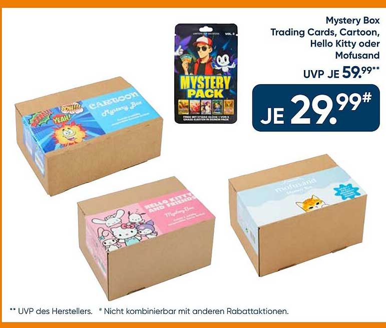 Mystery Box Trading Cards, Cartoon, Hello Kitty oder Mofusand