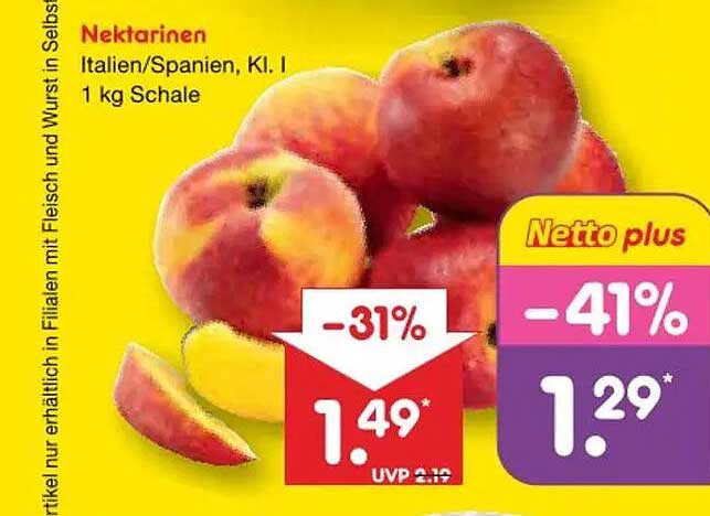 Nektarinen Italien/Spanien, Kl. I 1 kg Schale