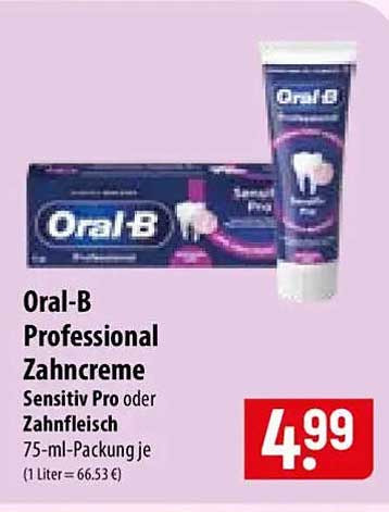 Oral-B Professional Zahncreme Sensitiv Pro oder Zahnfleisch 75-ml-Packung je (1 Liter = 66.53 €)