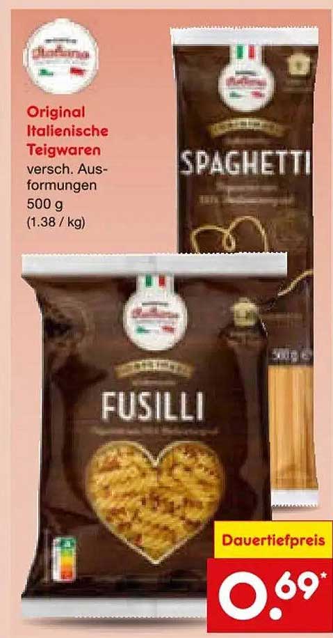Original Italienische Teigwaren versch. Aus-formungen 500 g (1.38 / kg)