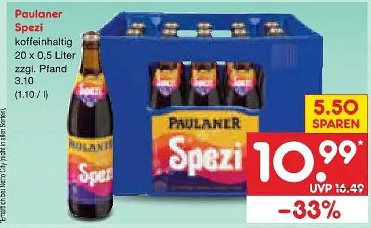 Paulaner Spezi koffeinhaltig 20 x 0,5 Liter zzgl. Pfand