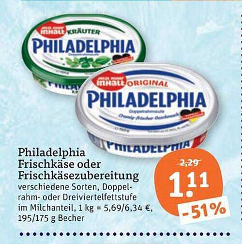 Philadelphia Frischkäse oder Frischkäsezubereitung