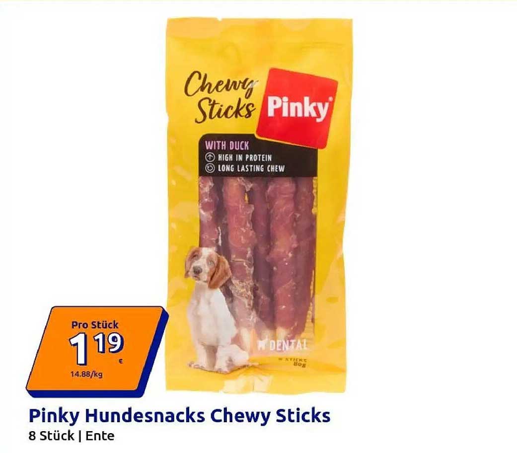Pinky Hundesnacks Chewy Sticks 8 Stück | Ente